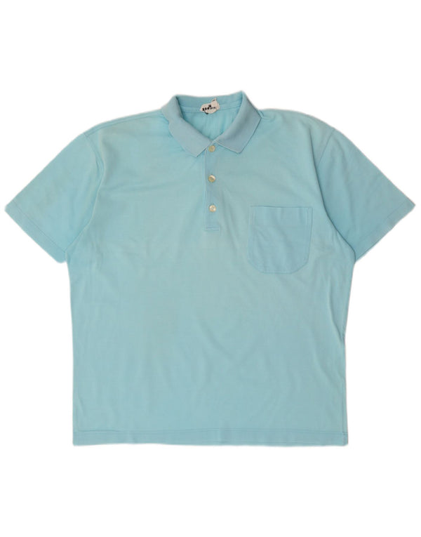 VINTAGE Mens Polo Shirt Medium Blue Cotton