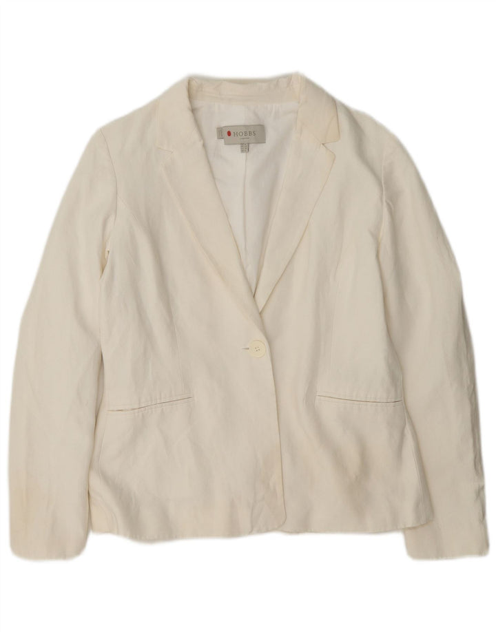 Hobbs Dame 1 Knap Blazer Jacket UK 10 Small White Silke