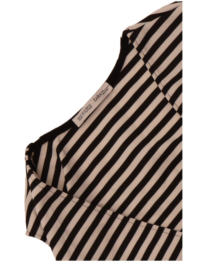 Zara Womens Sleeveless Crop Top UK 8 Small Black Striped