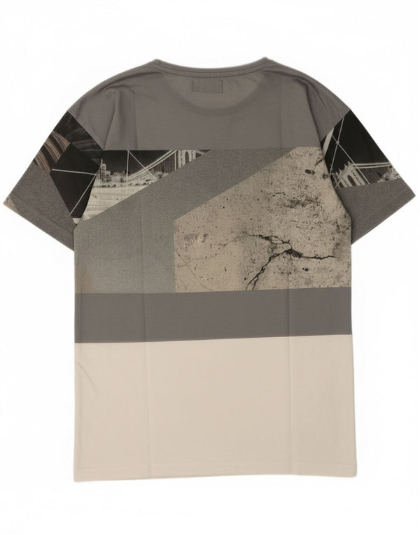 Zara Herre Grafisk T-Shirt Top Lille Grå Colourblock