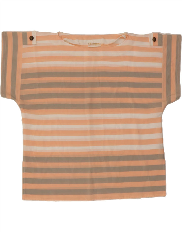 STANNER Womens Blouse Top IT 42 Medium Pink Striped Polyester Vintage Stanner and Second-Hand Stanner from Messina Hembry 
