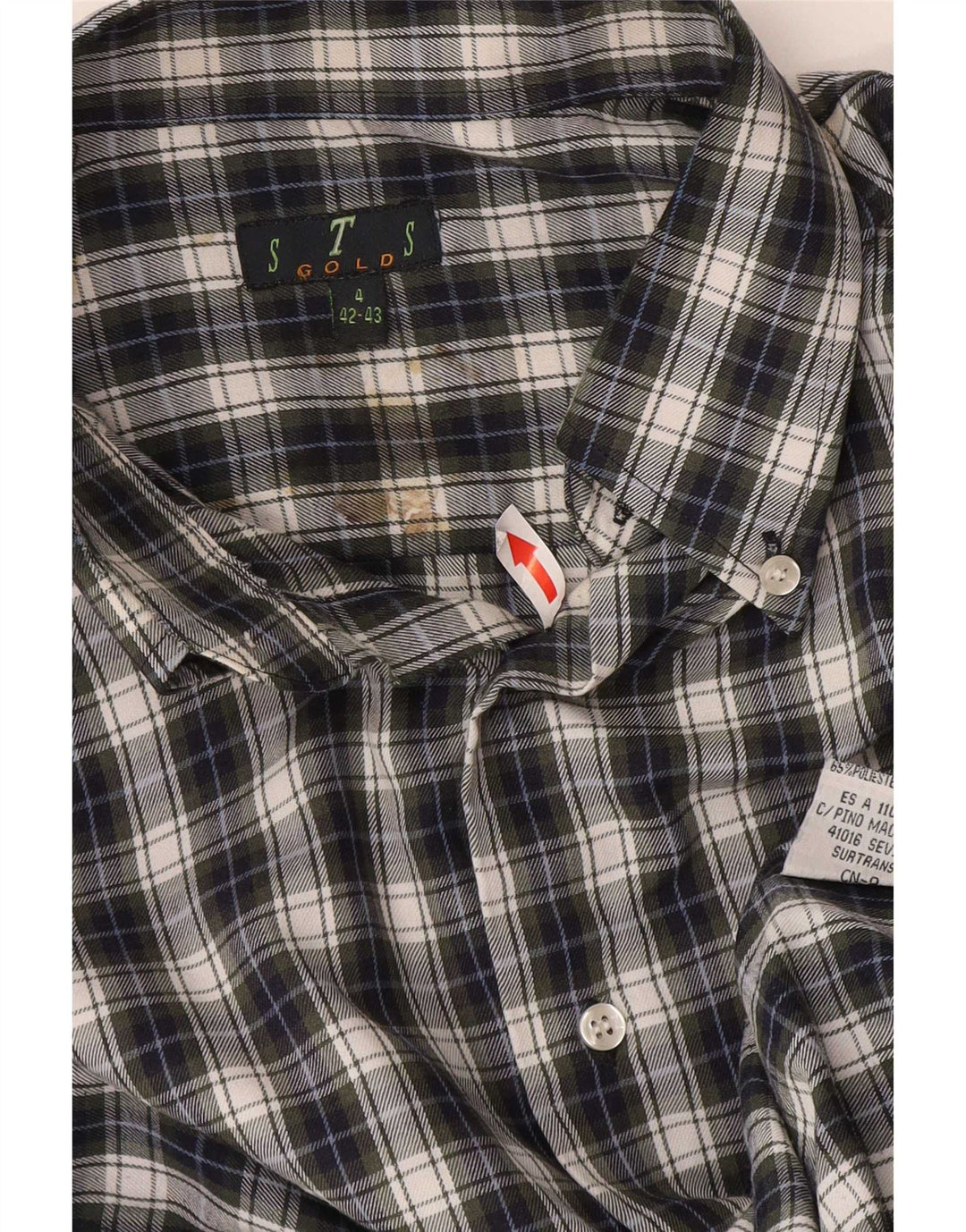 STS Flanelskjorte til mænd str. 42/43 Large Blue Check Polyester