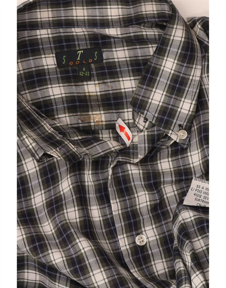 STS Flanelskjorte til mænd str. 42/43 Large Blue Check Polyester