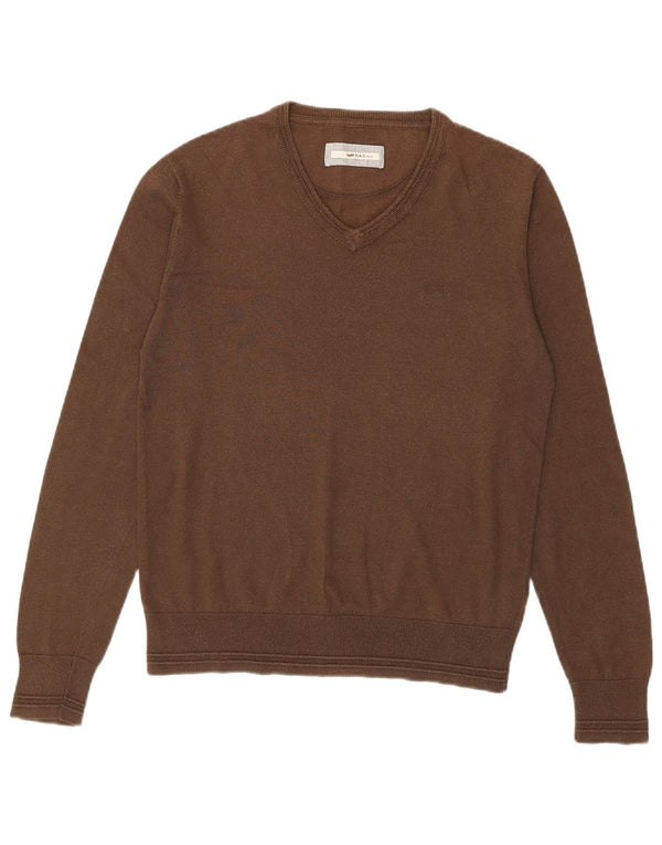 Gas Herre V-hals sweater Medium brun bomuld