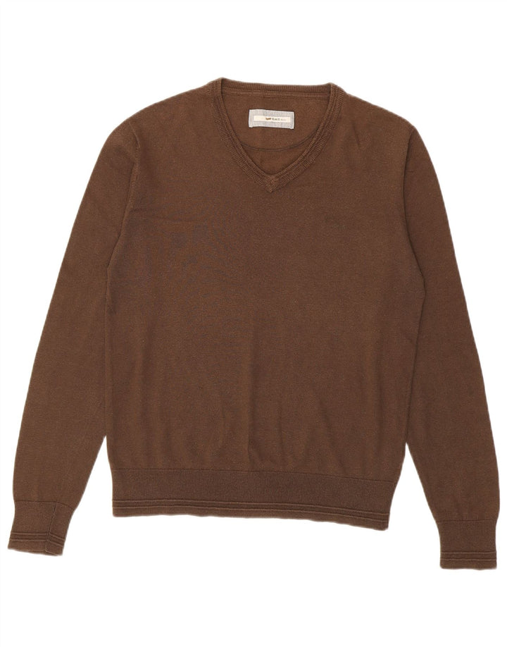 Gas Herre V-hals sweater Medium brun bomuld
