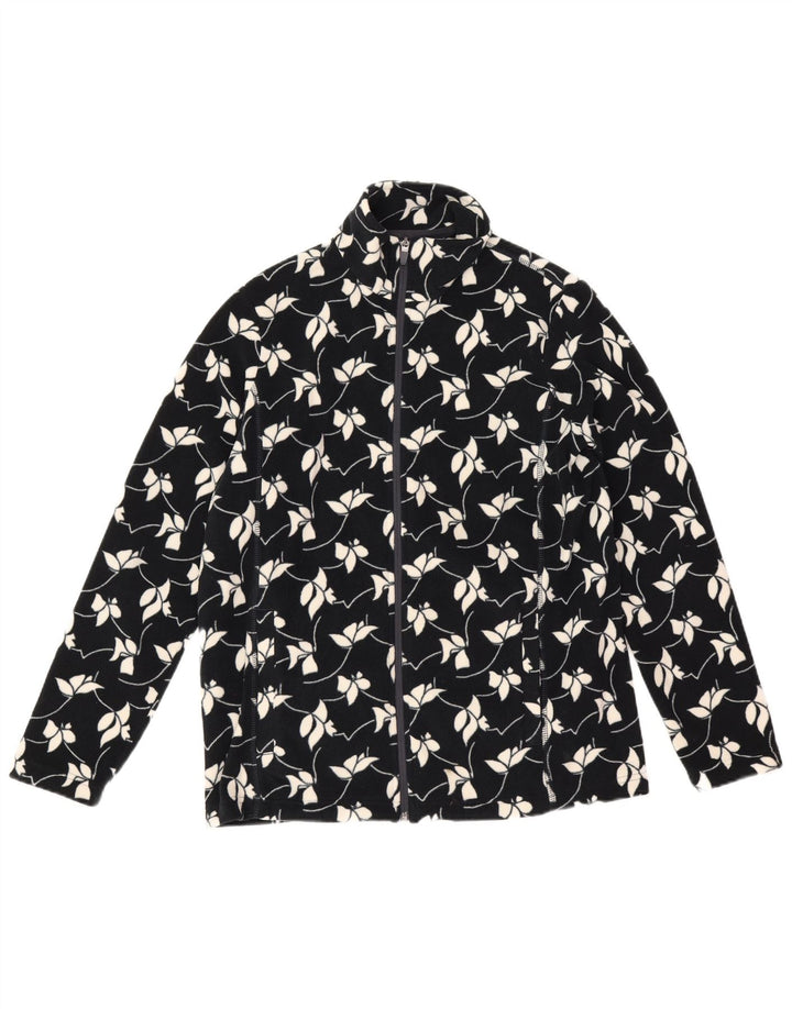 Lands End Dame Fleecejakke UK 14 Medium Navy Blue Floral Polyester