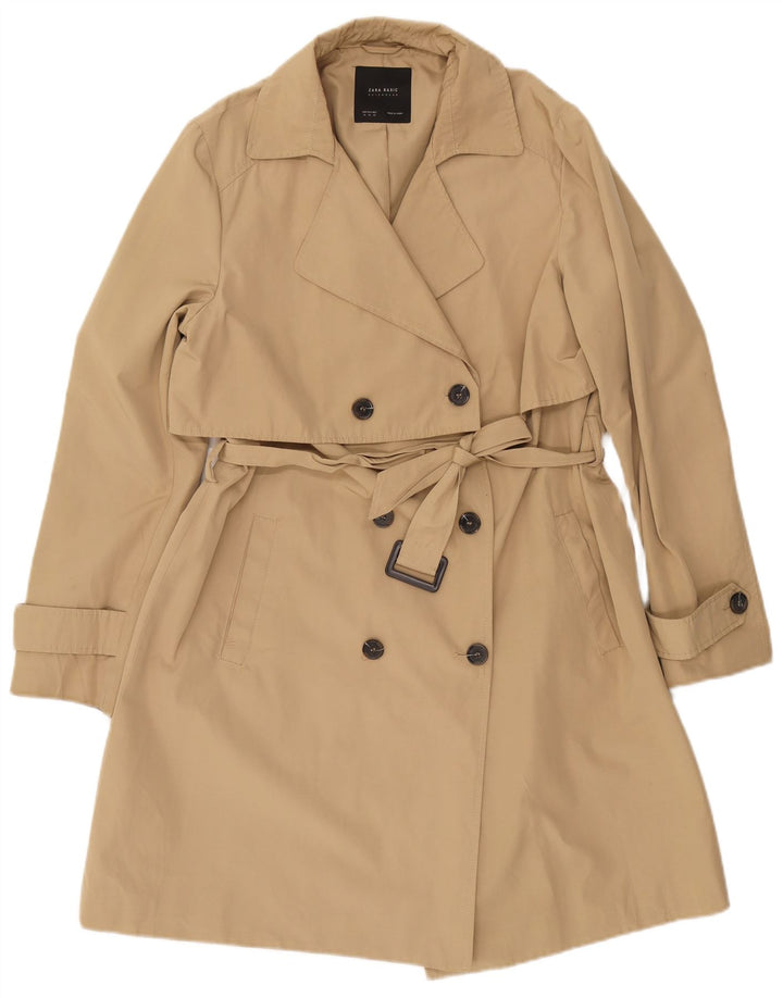 ZARA Trench Coat til kvinder UK 18 XL Beige Bomuld