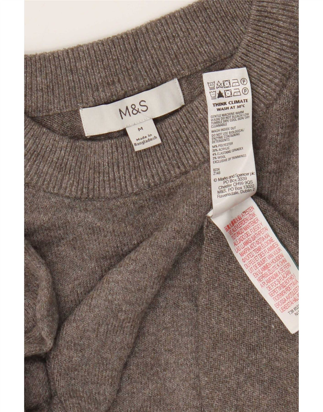 Marks & Spencer dametrøjetrøje med rund hals DK 14 mellemgrå polyester