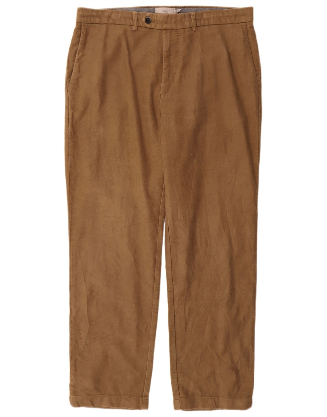 Marks & Spencer Herre Lige bukser med almindelig jakkesæt W36 L31 Beige Bomuld