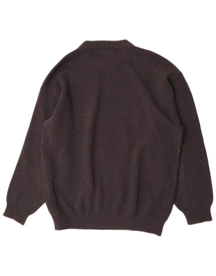 Iceberg Herre Grafisk Crew Neck Jumper Sweater XL Grå Uld Retro