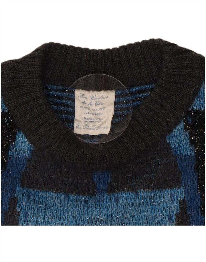 VINTAGE Dame sweater med rund hals DK 16 Stor grå Chevronuld