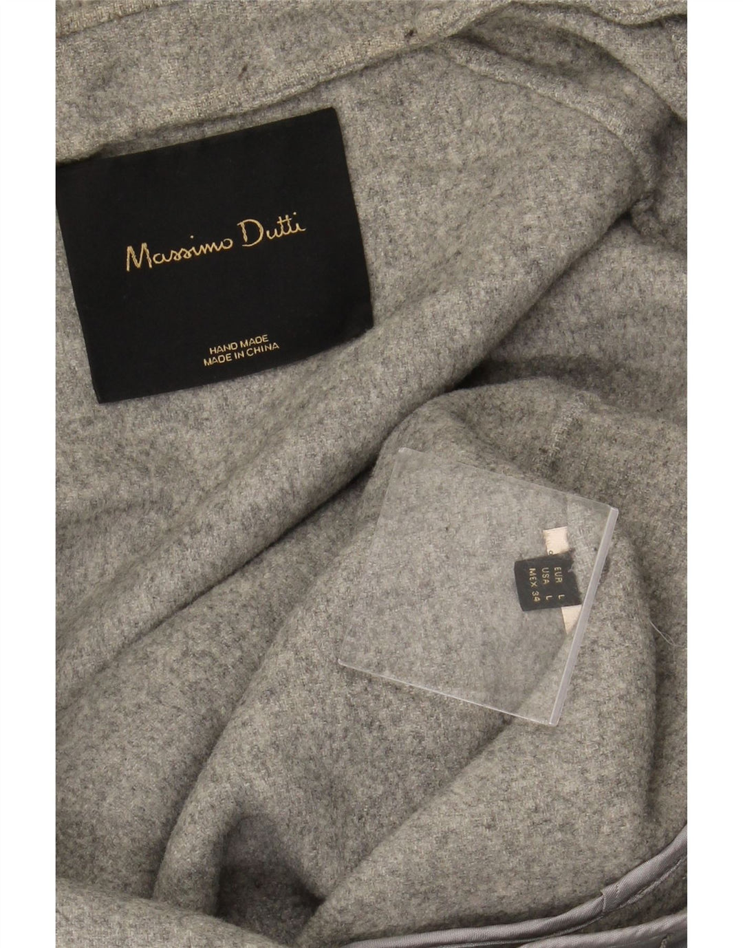 MASSIMO DUTTI Dame Hooded Bomber Jacket UK 16 Large Grå