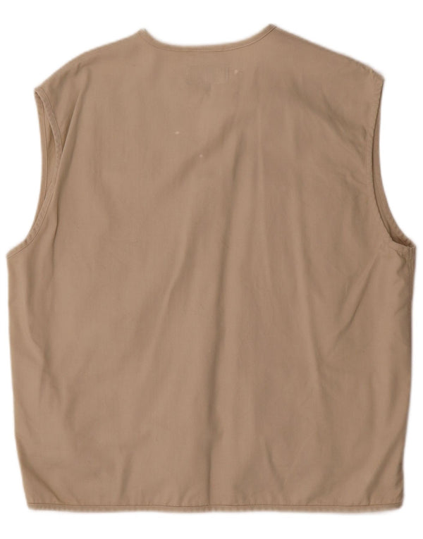 Vintage Herre Utility Gilet UK 38 Medium Beige Cotton