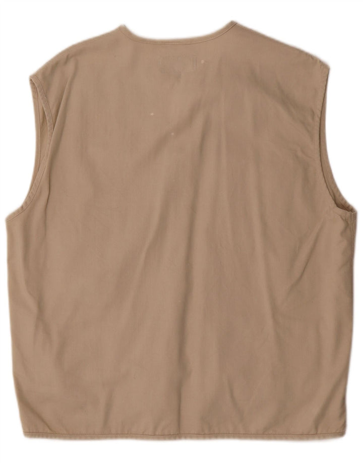 Vintage Herre Utility Gilet UK 38 Medium Beige Cotton