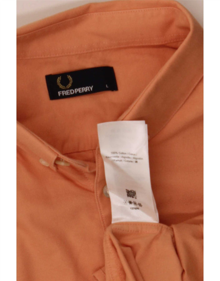 Fred Perry Kortærmet Herreskjorte Stor Orange Bomuld