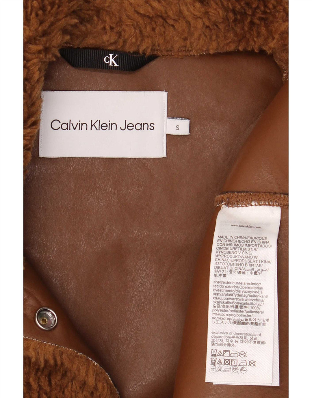 Calvin Klein Jeans Dame Teddy Bear Fleecejakke UK 10 Lille Brun