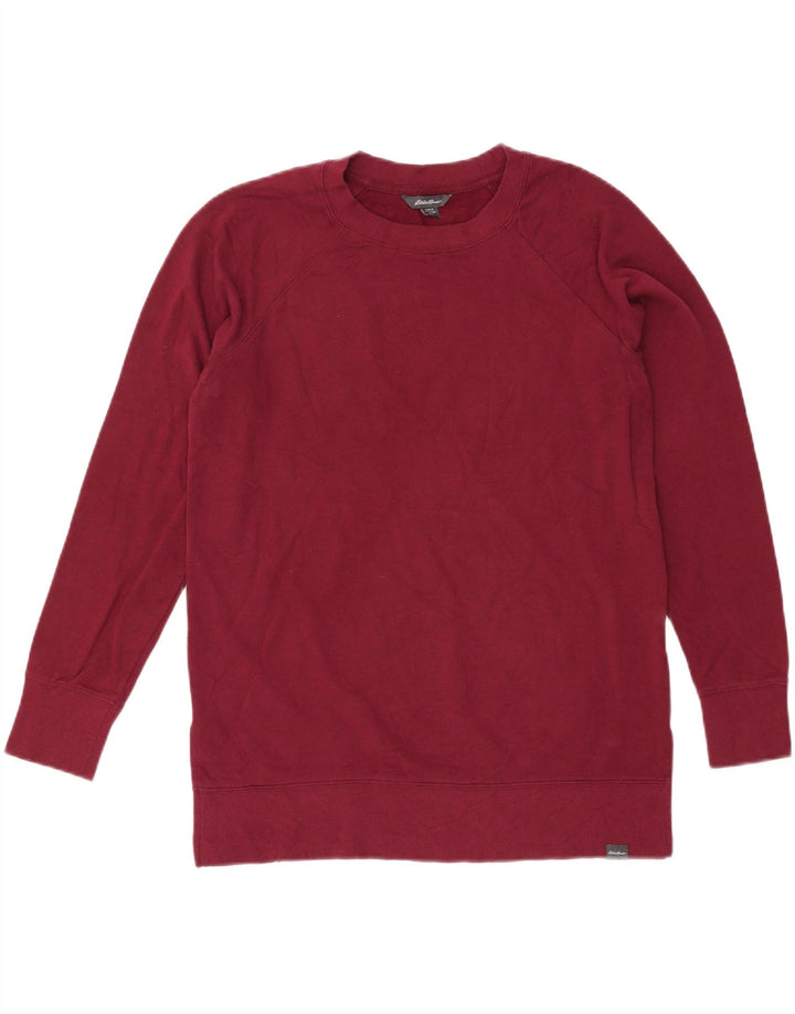 Eddie Bauer Dame Sweatshirt Jumper UK 14 Medium Bourgogne Bomuld