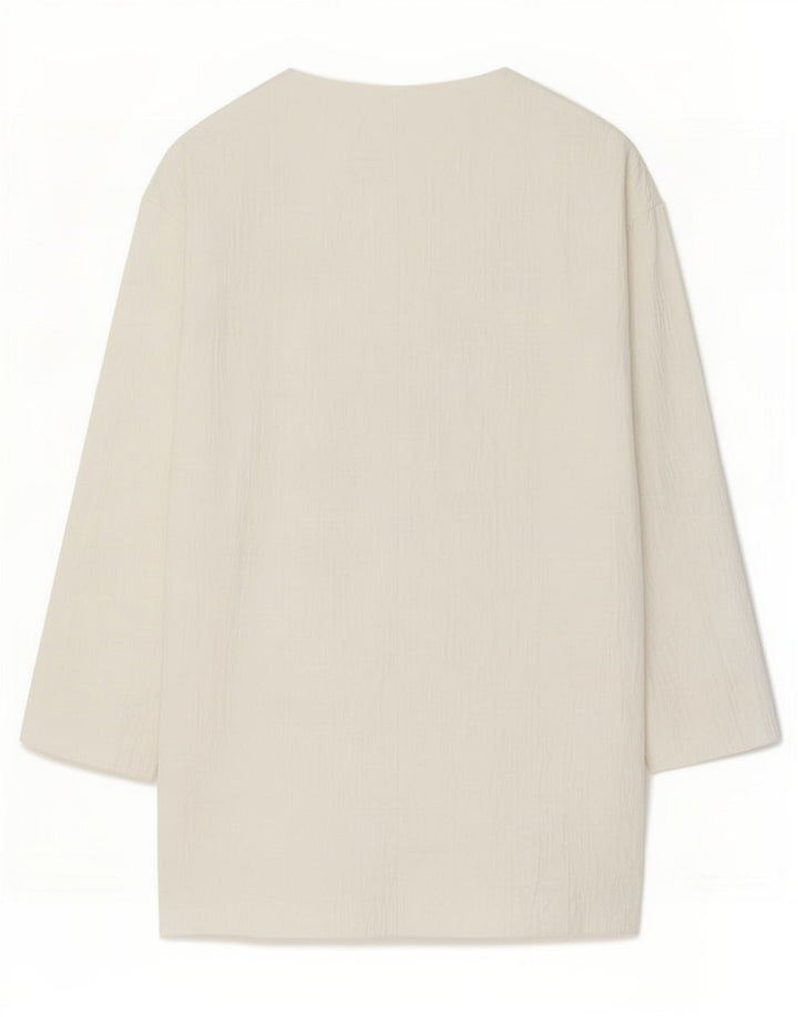 Zara Dame Longline Oversized Blazer Jacket UK 6 XS Hvid Bomuld