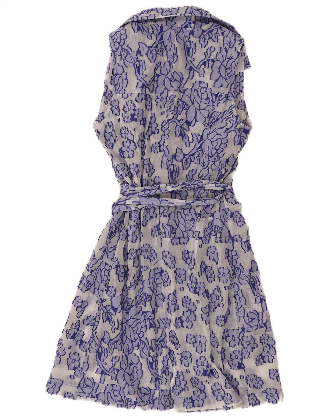 FAIRLY Womens Sleeveless Wrap Dress UK 14 Medium Blue Floral