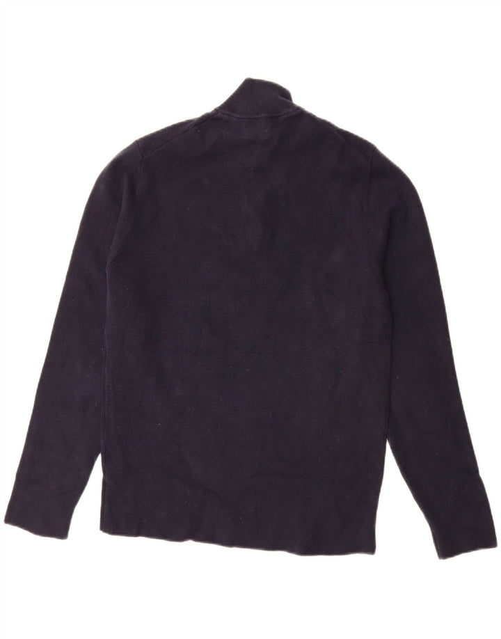 MASSIMO DUTTI Herre sweater med lynlåshals mellem marineblå bomuld