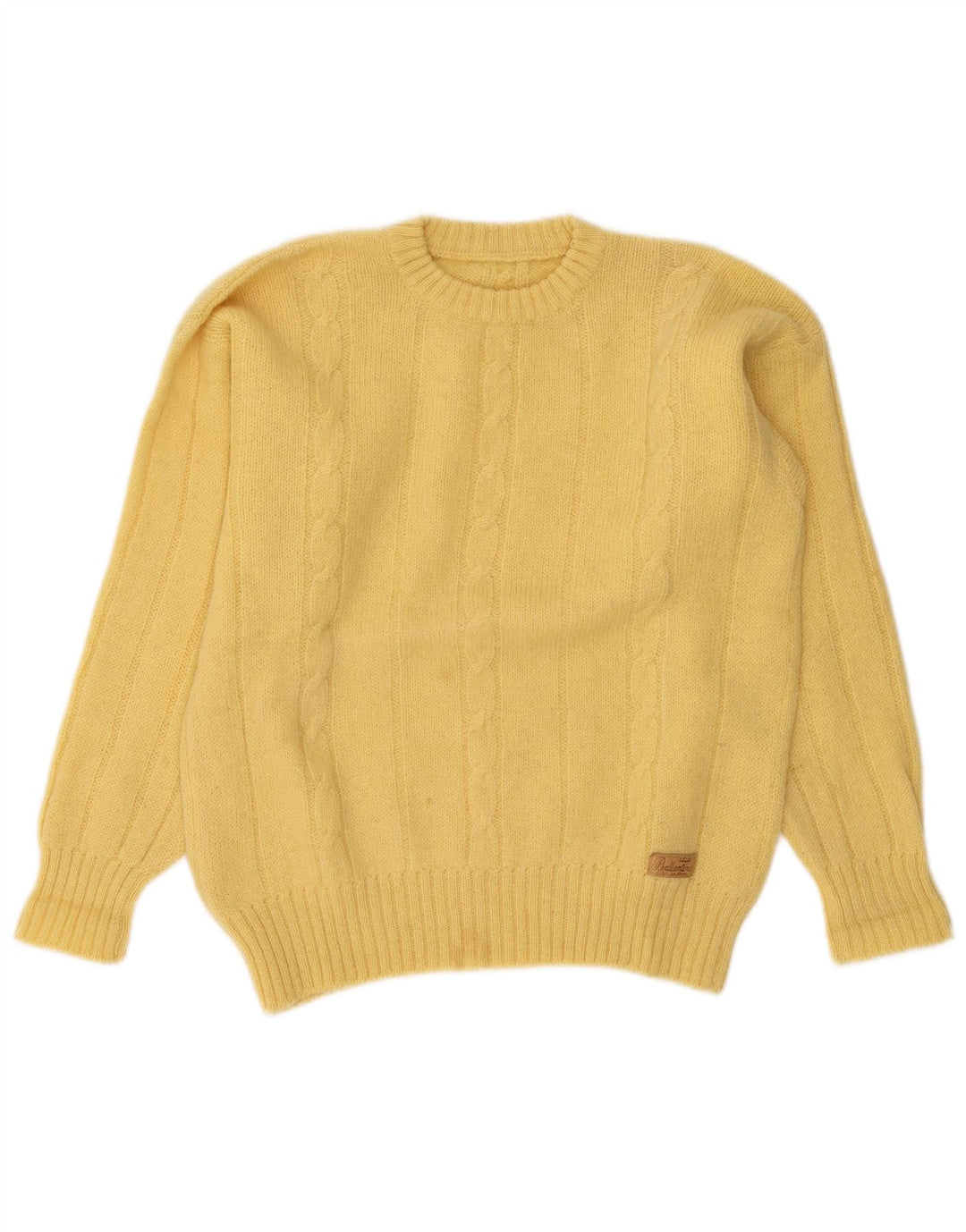 Vintage herre sweater med rund hals, medium gul