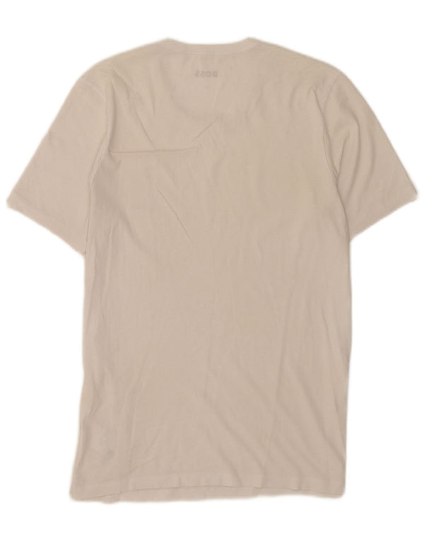 Hugo Boss Herre T-Shirt Top Lille Hvid Bomuld
