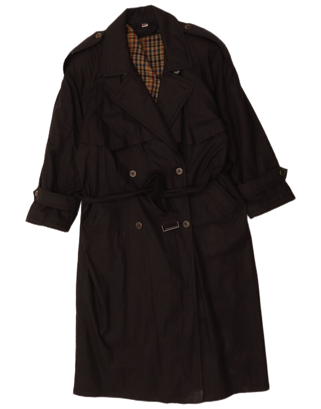 Vintage Kvinders Oversized Trench Coat UK 16 Large Black