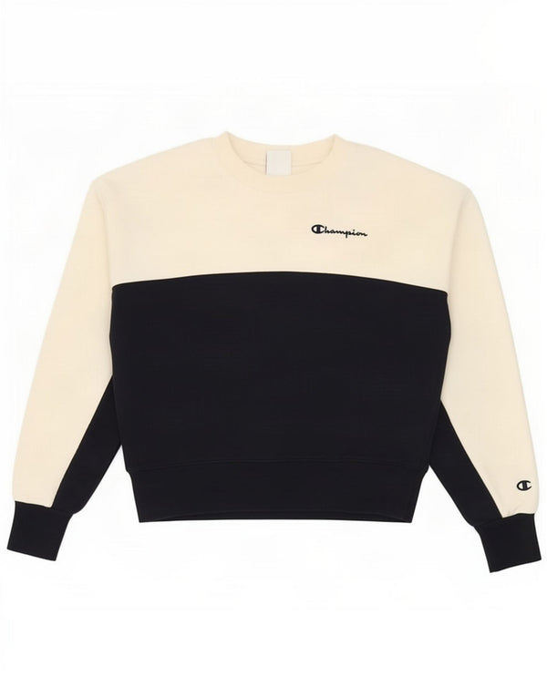 Champion Womens Crop Oversized Sweatshirt Jumper UK 6 XS White Colourblock