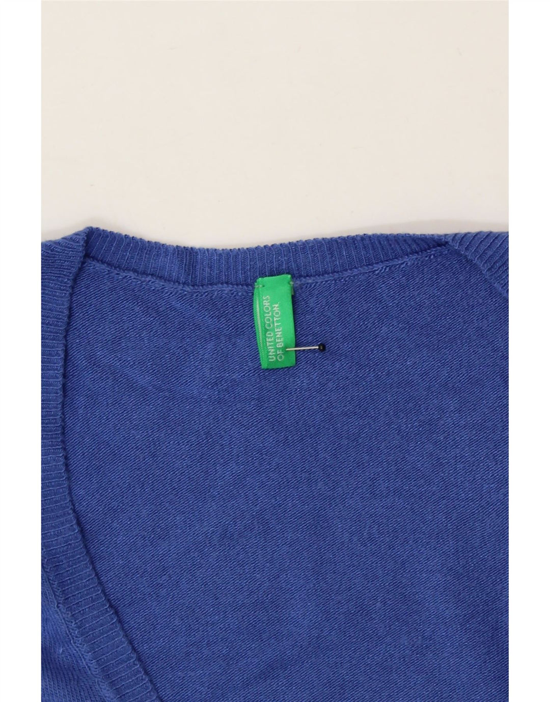 BENETTON Womens V-Neck Jumper Sweater UK 10 Small Blue Vintage Benetton and Second-Hand Benetton from Messina Hembry 