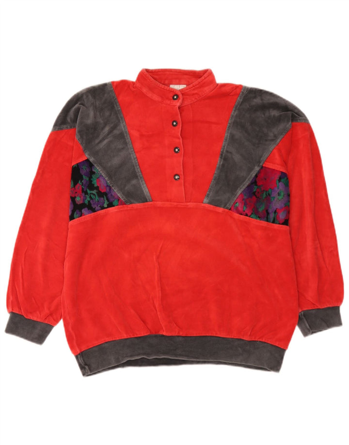 Vintage Dame Loose Fit Sweatshirt Jumper EU 38 Medium Red Colourblock