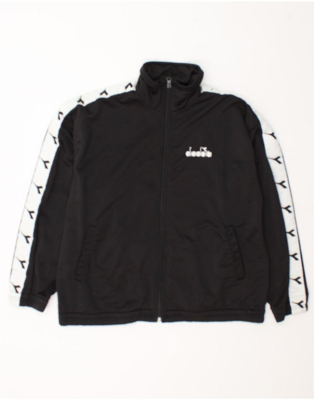 Diadora Herre grafisk træningsdragt Topjakke UK 38 Medium Sort Colourblock