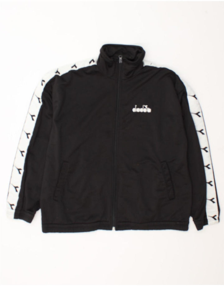 Diadora Herre grafisk træningsdragt Topjakke UK 38 Medium Sort Colourblock