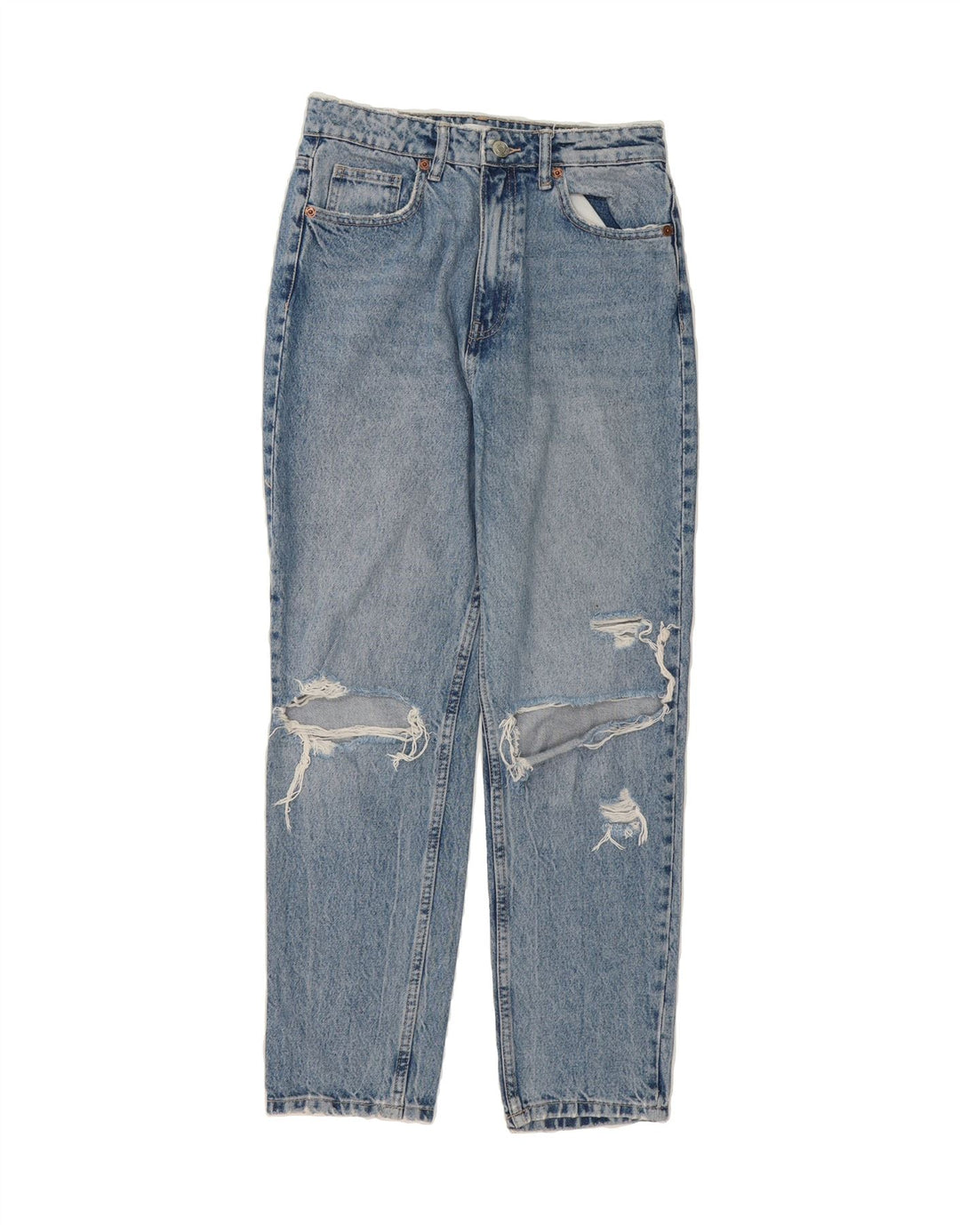 ZARA Womens Distressed Straight Jeans EU 38 Small W28 L28 Blue Cotton Vintage Zara and Second-Hand Zara from Messina Hembry 