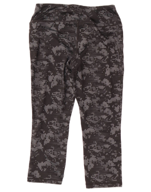 Reebok Dame Capri Leggings UK 8 Small Black Camouflage