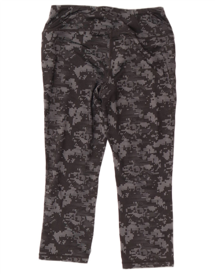 Reebok Dame Capri Leggings UK 8 Small Black Camouflage