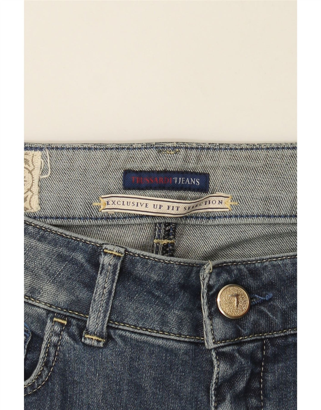 TRUSSARDI Womens Slim Jeans W27 L31 Blue Cotton Vintage Trussardi and Second-Hand Trussardi from Messina Hembry 