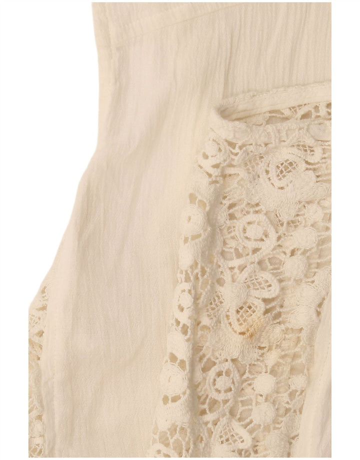 Hollister ærmeløs skjortebluse til kvinder UK 14 Medium Beige Bomuld