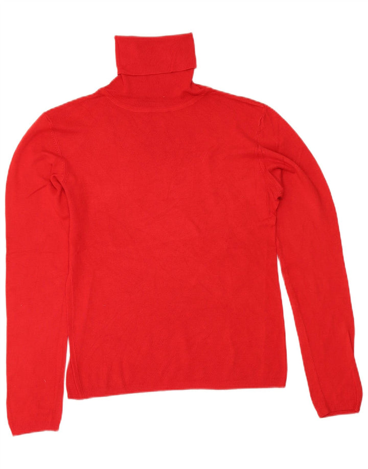 Zara Dame Roll Neck Jumper Sweater UK 14 Large Red Rayon