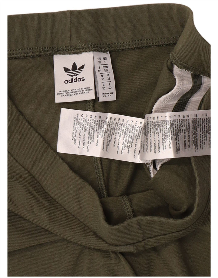ADIDAS Dame Leggings UK 10 Små Khaki Bomuld