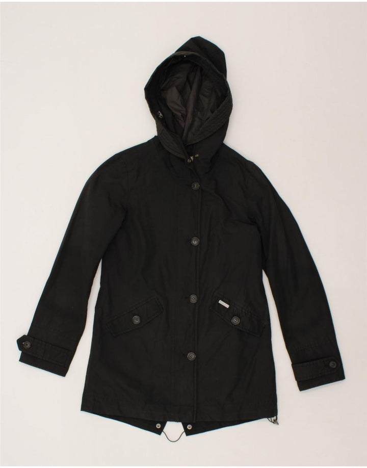 WOOLRICH Womens Hooded Parka Jacket UK 6 XS Black Cotton Vintage Woolrich and Second-Hand Woolrich from Messina Hembry 
