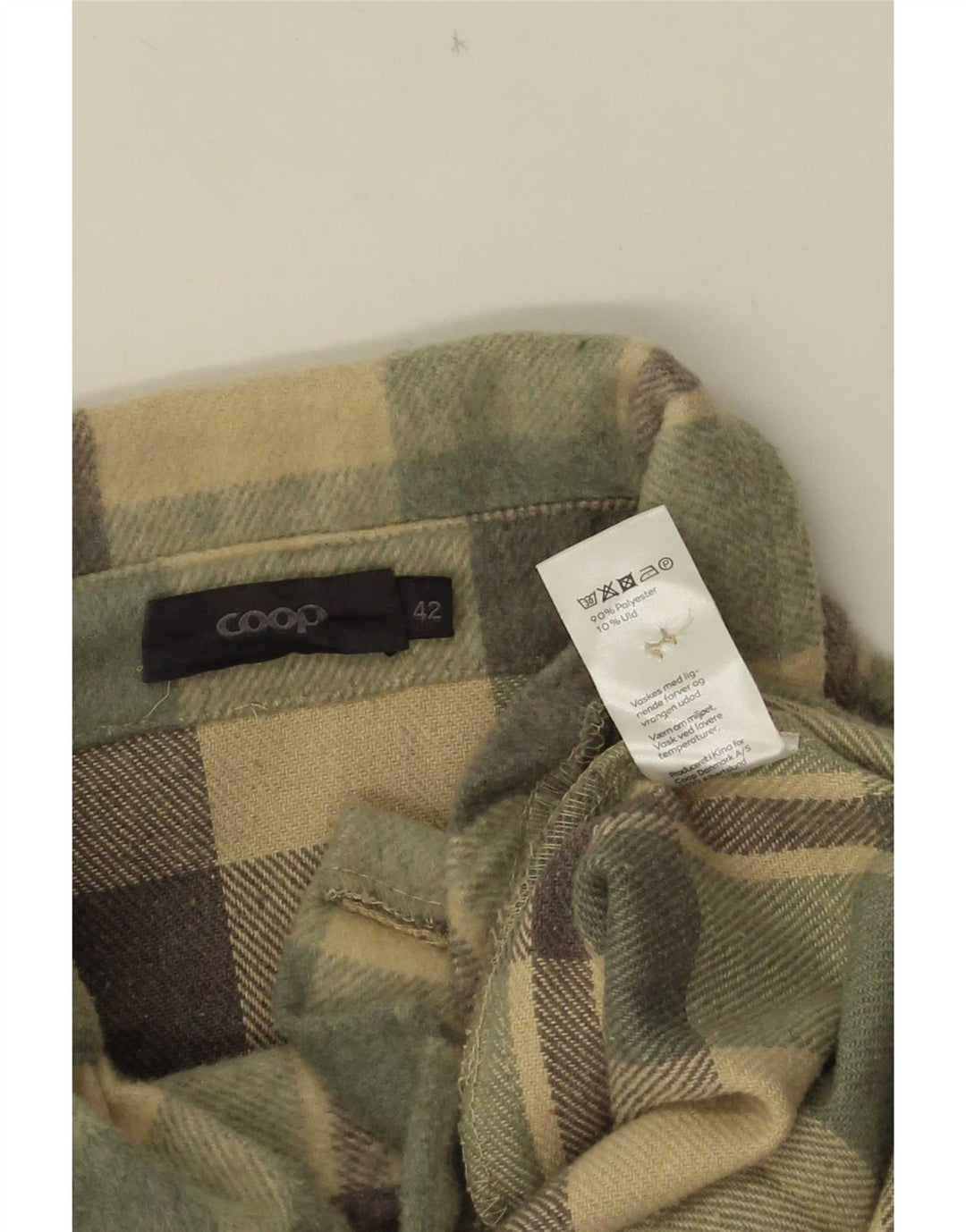 Vintage Dame Oversized Fleece Overshirt Skjorte EU 42 Stor Grøn Ternet