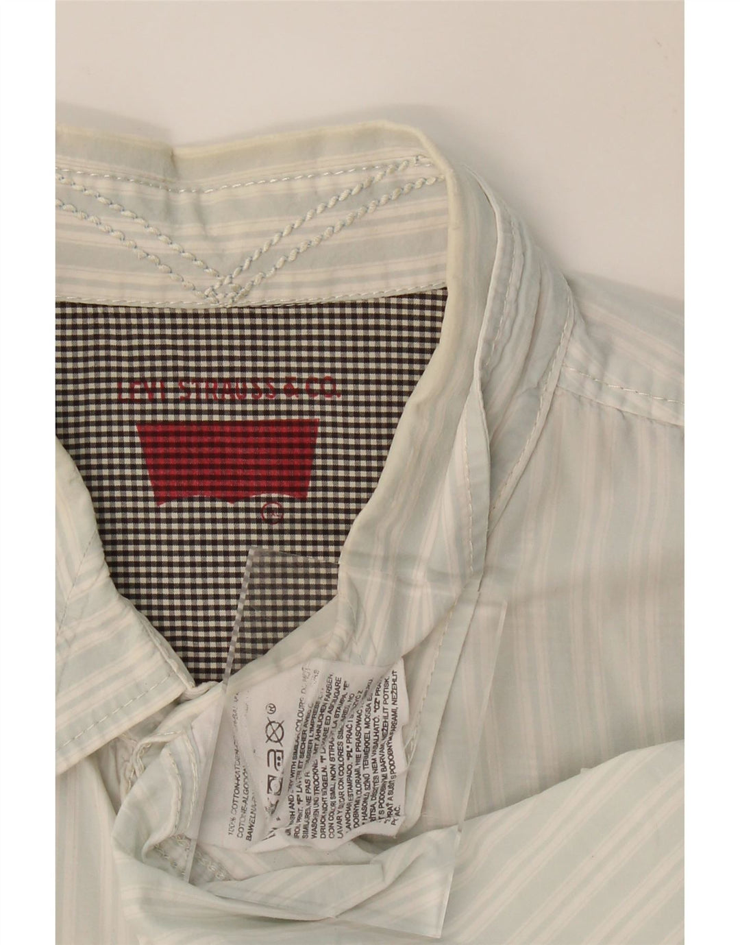 LEVI'S Mens Short Sleeve Shirt XL White Striped Cotton
