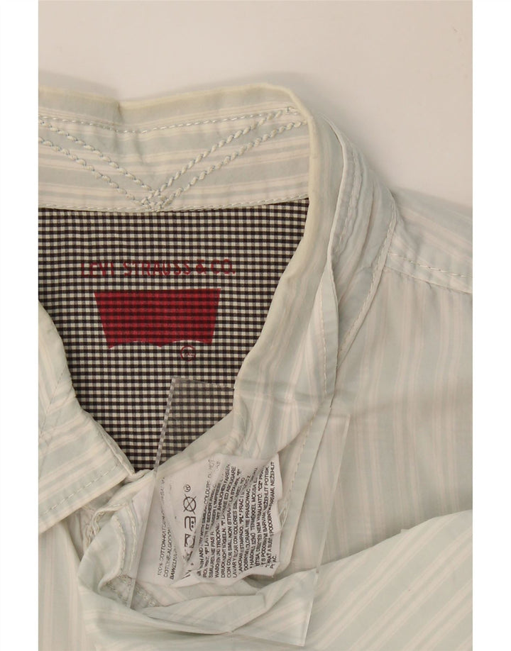 LEVI'S Mens Short Sleeve Shirt XL White Striped Cotton