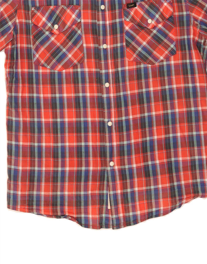 LEE Mens Short Sleeve Shirt Large Red Check Cotton Vintage Lee and Second-Hand Lee from Messina Hembry 