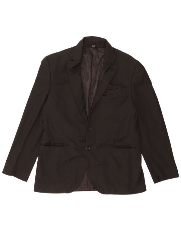 MARKS & SPENCER Herre 2-knaps blazerjakke UK 40 Medium Sort Polyester