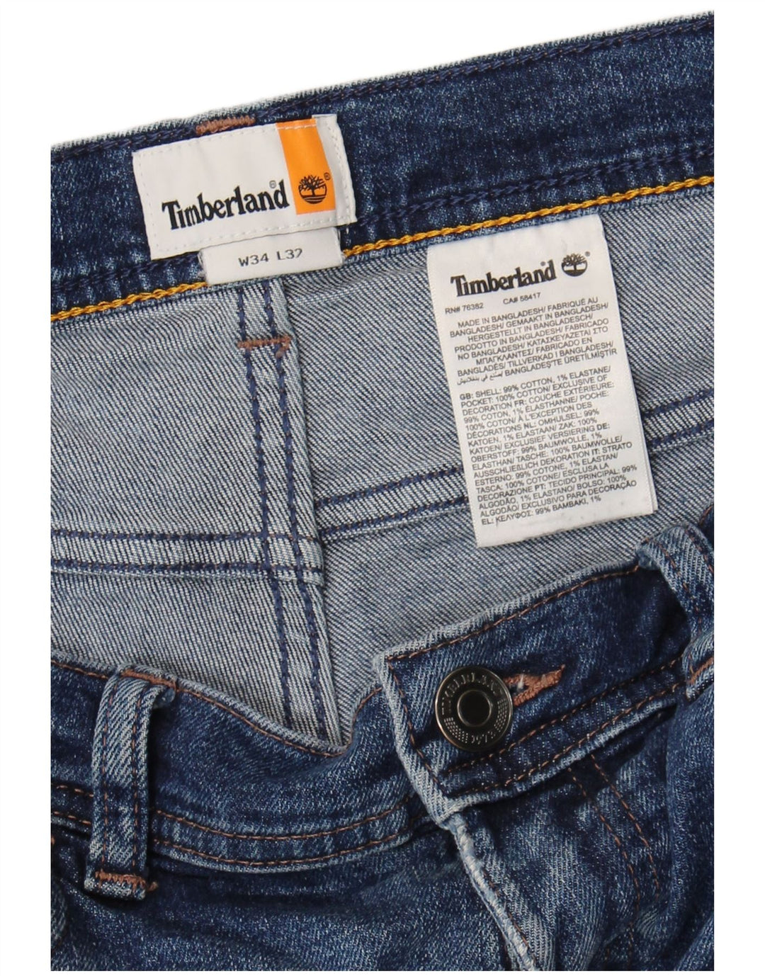 Timberland Straight Jeans til mænd W34 L32 blå bomuld