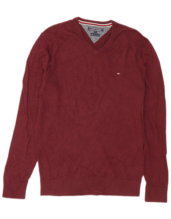 Tommy Hilfiger Herre V-hals sweater Medium Bourgogne Bomuld