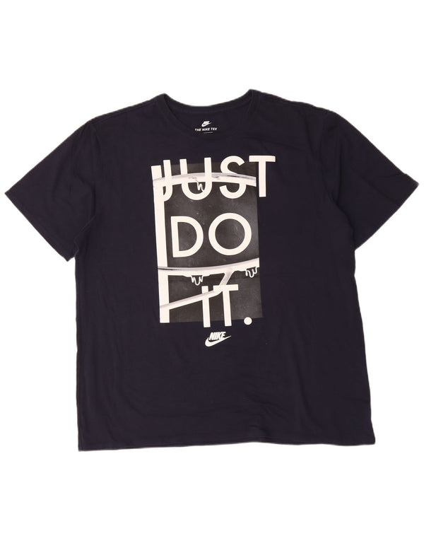 Nike Herre Athletic Cut Grafisk T-Shirt Top 2XL Marineblå Bomuld