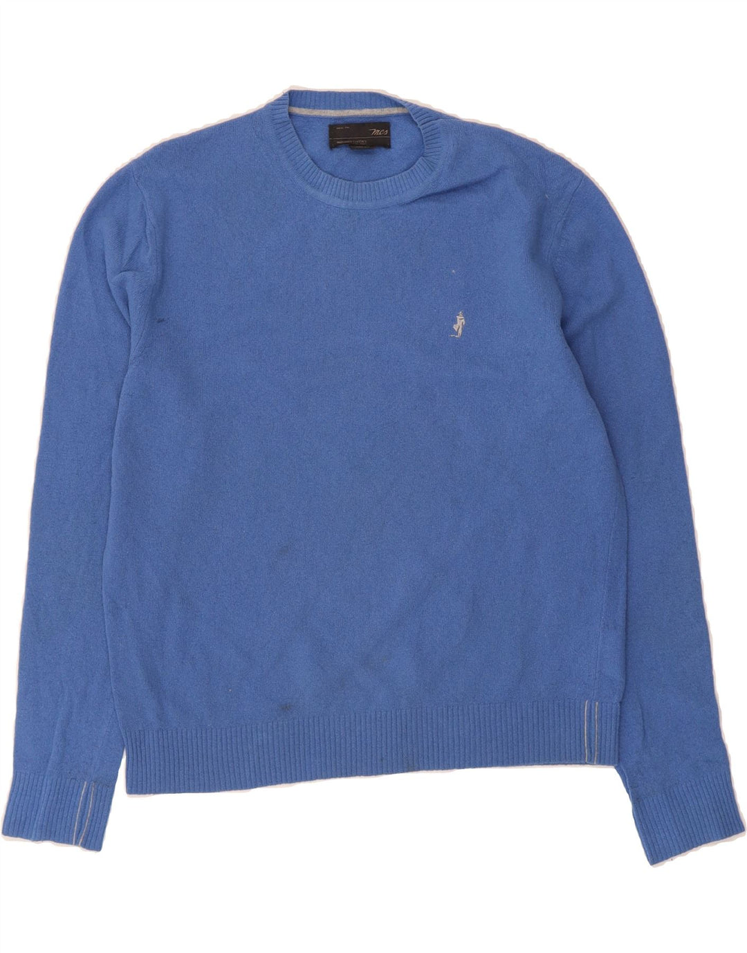 MARLBORO CLASSICS Womens Crew Neck Jumper Sweater UK 14 Large Blue Wool Vintage Marlboro Classics and Second-Hand Marlboro Classics from Messina Hembry 
