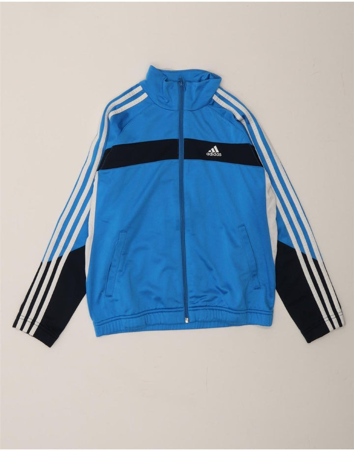 ADIDAS Boys Tracksuit Top Jacket 11-12 Years Blue Colourblock Polyester Vintage Adidas and Second-Hand Adidas from Messina Hembry 